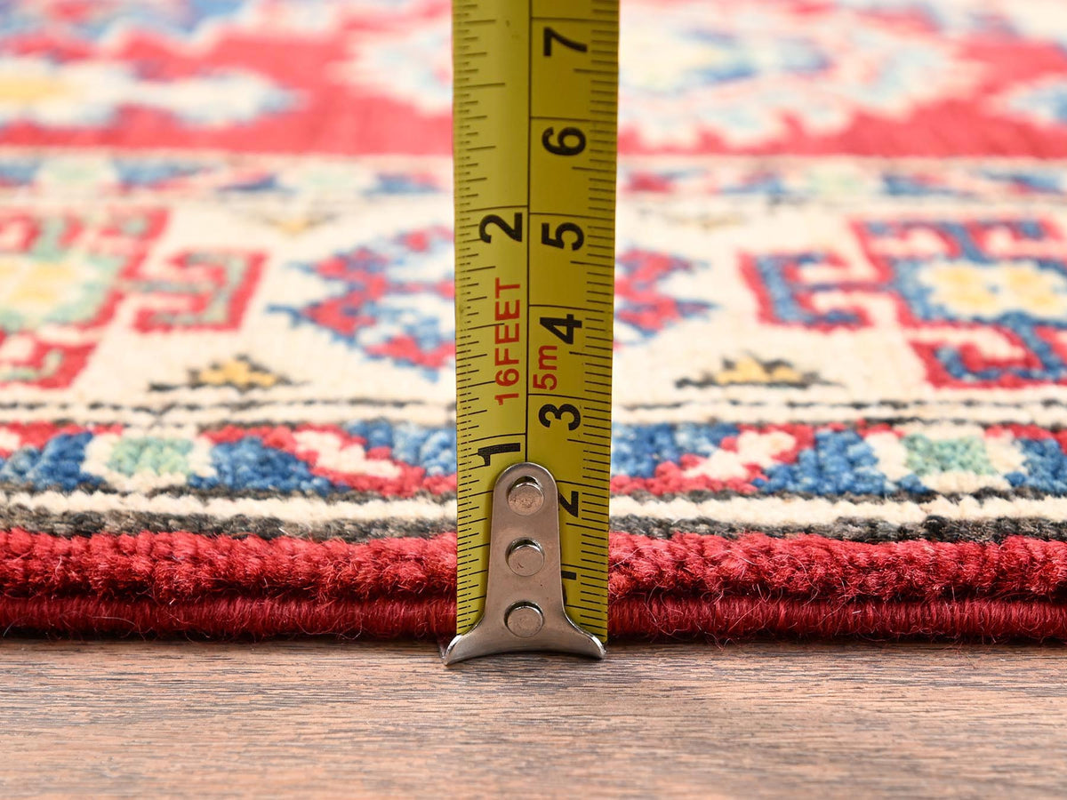 Kazak Kazak hand-knotted wool runner in Red & Ivory, 2'5" x 18'9" — SKU O02040 (view 6)