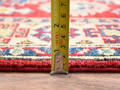 Kazak Kazak hand-knotted wool runner in Red & Ivory, 2'5" x 18'9" — SKU O02040 (view 6)