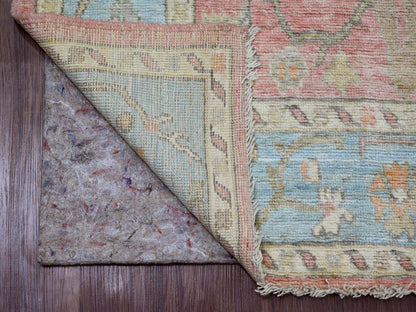 Oushak Oushak hand-knotted wool rug in Pink & Blue, 6' x 8'10" — SKU O020411 (view 2)