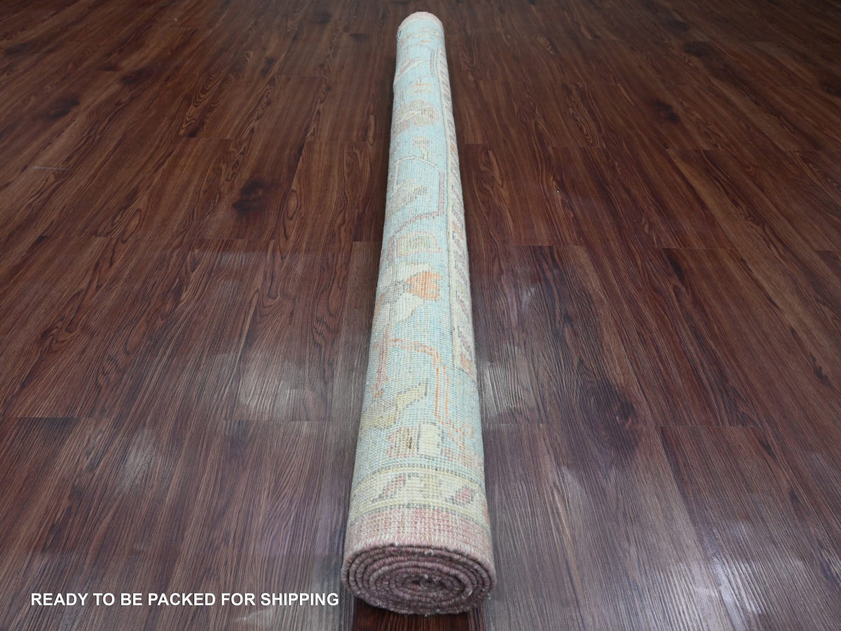 Oushak Oushak hand-knotted wool rug in Pink & Blue, 6' x 8'10" — SKU O020411 (view 4)