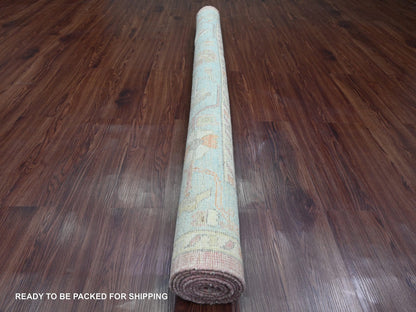 Oushak Oushak hand-knotted wool rug in Pink & Blue, 6' x 8'10" — SKU O020411 (view 4)