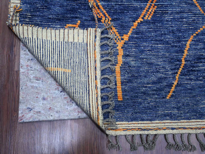 Blue 8'11" x 12'5" Tribal & Geometric Hand knotted Wool Rug - Sku: O020418