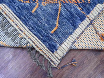 Blue 8'11" x 12'5" Tribal & Geometric Hand knotted Wool Rug - Sku: O020418