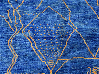 Blue 8'11" x 12'5" Tribal & Geometric Hand knotted Wool Rug - Sku: O020418