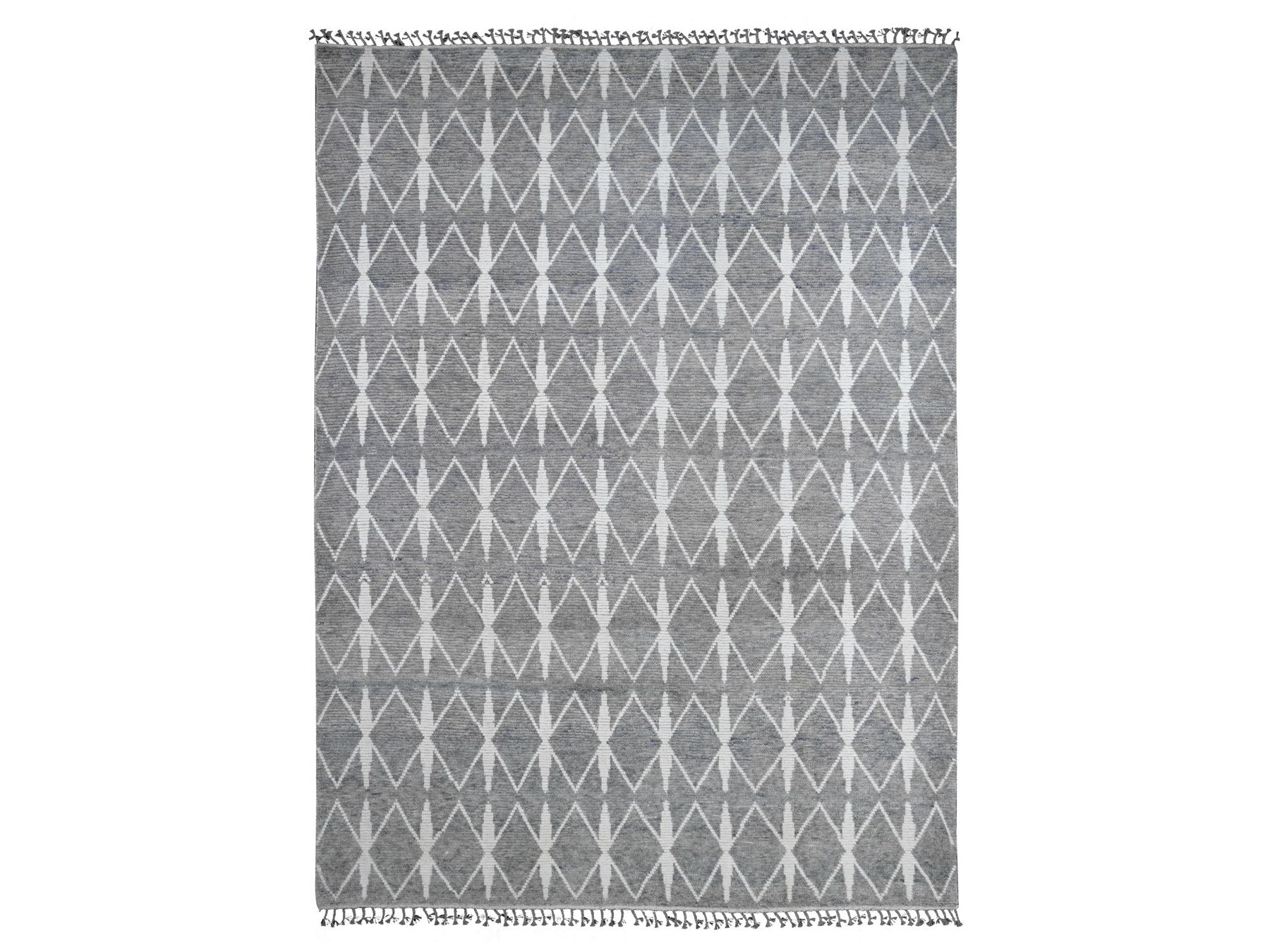 Tribal & Geometric hand-knotted wool rug in Gray, 9'1" x 12'4" — SKU O020419