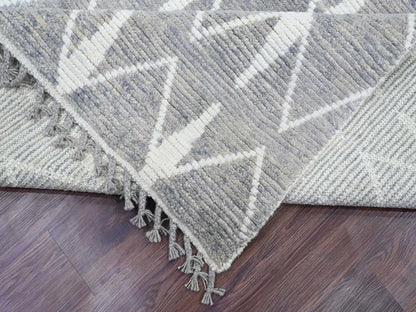 Grey 9'1" x 12'4" Tribal & Geometric Hand knotted Wool Rug - Sku: O020419