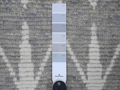 Tribal & Geometric hand-knotted wool rug in Gray, 9'1" x 12'4" — SKU O020419 (view 7)