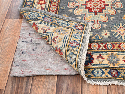 Kazak Kazak hand-knotted wool runner in Gray & Ivory, 2'7" x 12'6" — SKU O02041 (view 3)