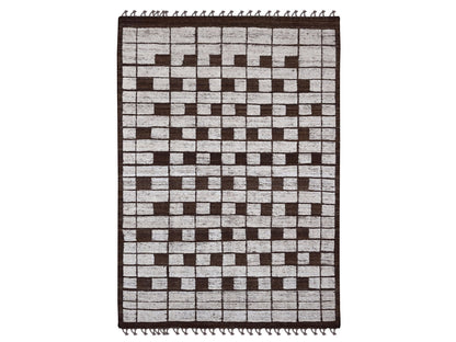 Tribal & Geometric hand-knotted wool rug in Brown, 6'4" x 8'11" — SKU O020421