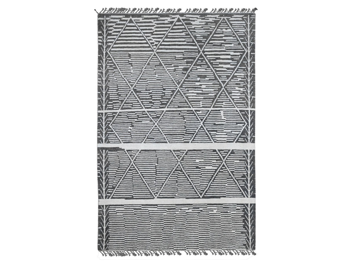 Tribal & Geometric hand-knotted wool rug in Gray, 6'1" x 9'4" — SKU O020422