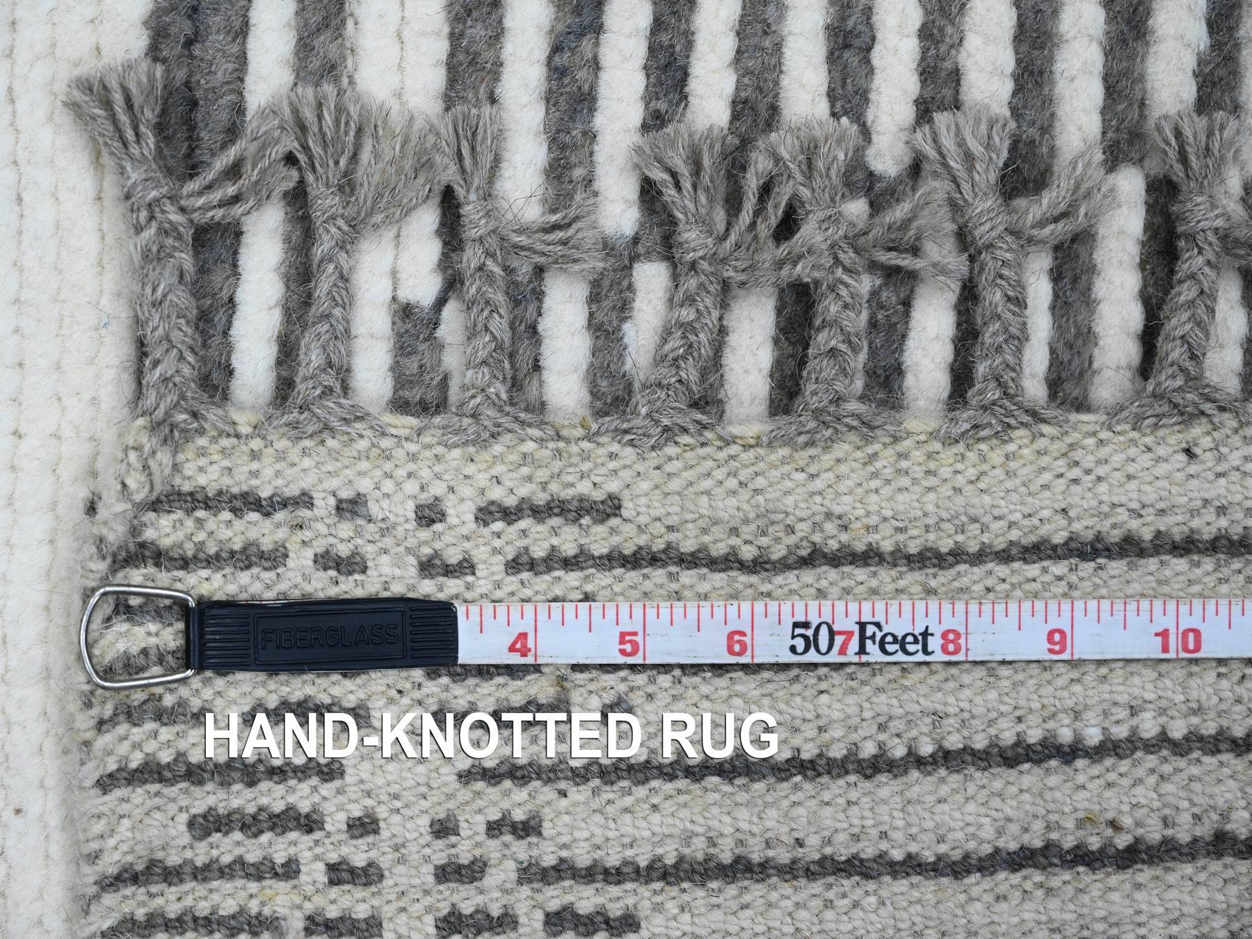 Tribal & Geometric hand-knotted wool rug in Gray, 6'1" x 9'4" — SKU O020422 (view 6)