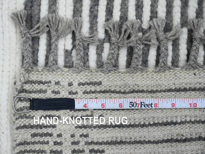 Tribal & Geometric hand-knotted wool rug in Gray, 6'1" x 9'4" — SKU O020422 (view 6)