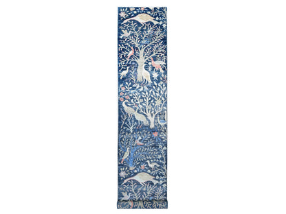 Blue 2'8" x 15'11" Oushak And Peshawar Hand knotted Wool Rug - Sku: O020425