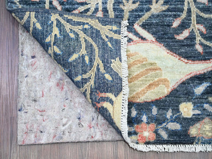 Blue 2'8" x 15'11" Oushak And Peshawar Hand knotted Wool Rug - Sku: O020425