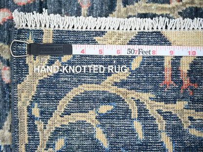 Blue 2'8" x 15'11" Oushak And Peshawar Hand knotted Wool Rug - Sku: O020425