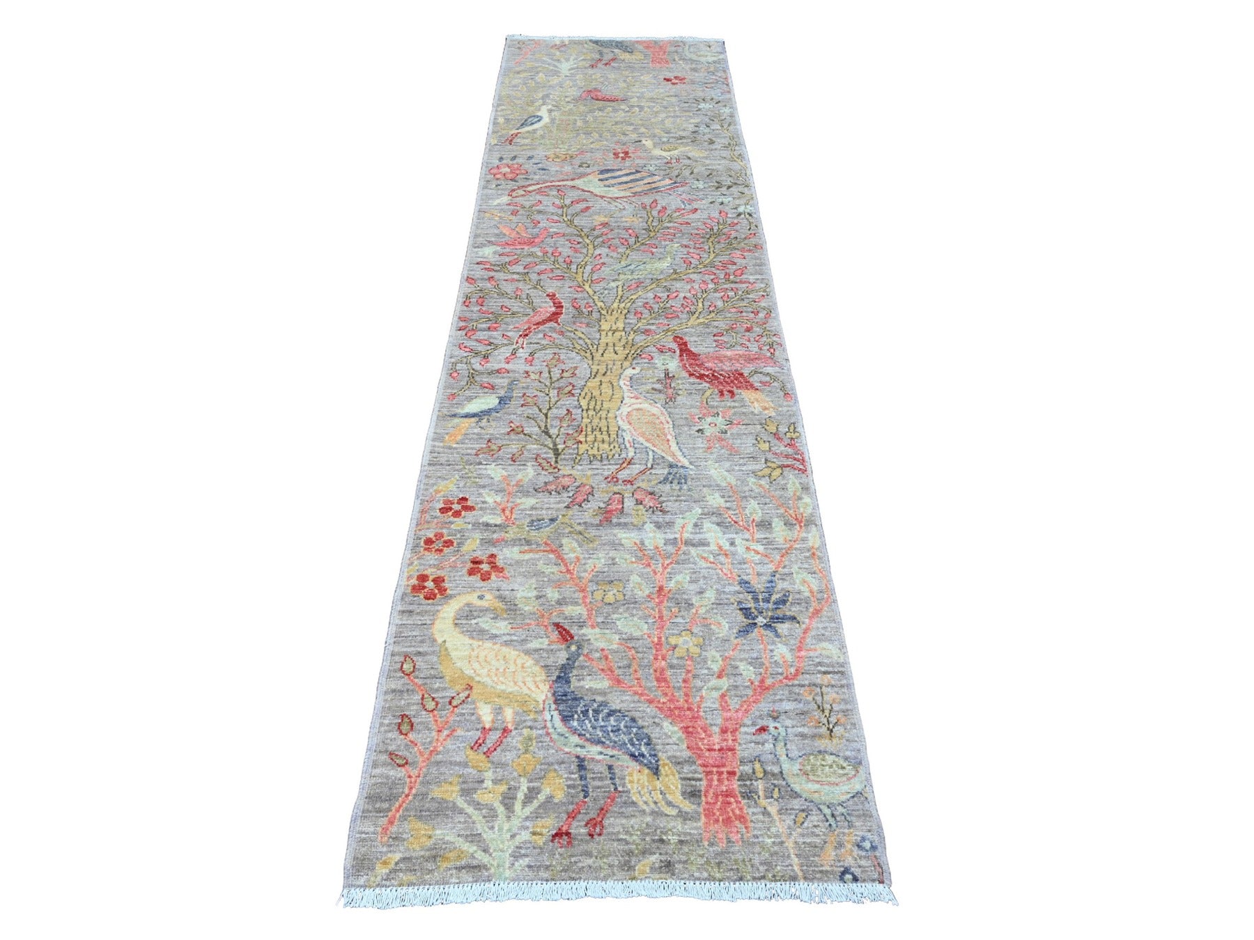 Peshawar Oushak hand-knotted wool runner in Gray, 2'7" x 9'9" — SKU O020426
