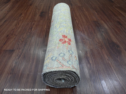 Peshawar Oushak hand-knotted wool runner in Gray, 2'7" x 9'9" — SKU O020426 (view 4)