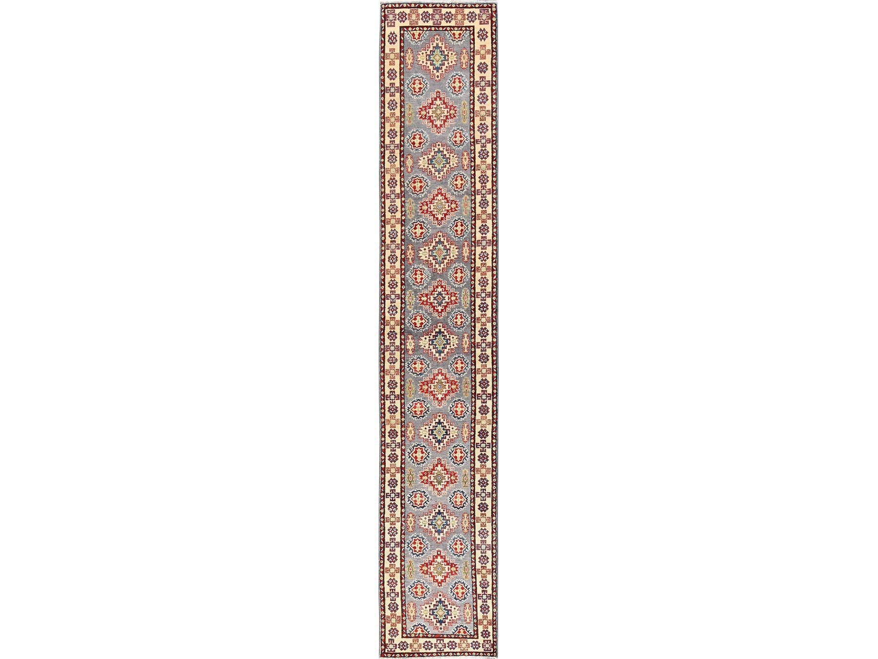 Grey 2'5" x 15'3" Kazak Hand knotted Wool Rug - Sku: O02042