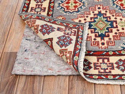 Kazak Kazak hand-knotted wool runner in Gray & Ivory, 2'5" x 15'3" — SKU O02042 (view 3)