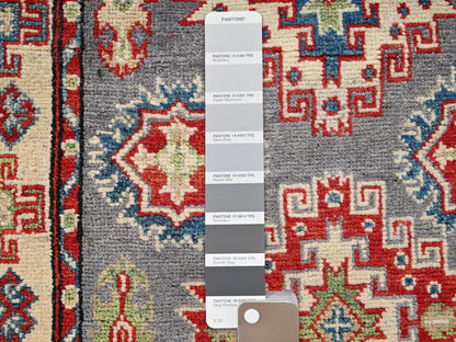 Kazak Kazak hand-knotted wool runner in Gray & Ivory, 2'5" x 15'3" — SKU O02042 (view 4)