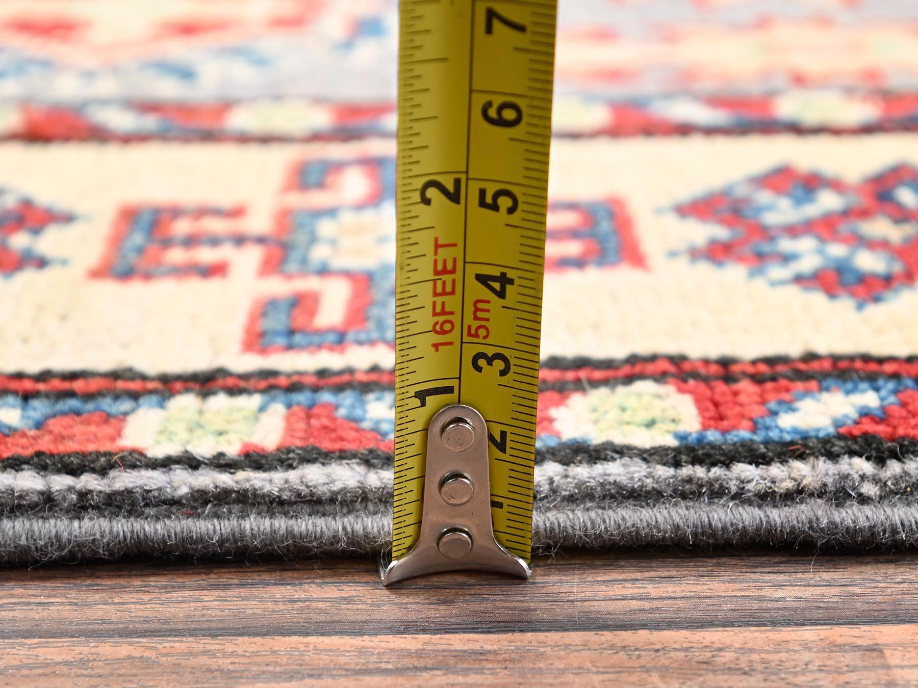 Kazak Kazak hand-knotted wool runner in Gray & Ivory, 2'5" x 15'3" — SKU O02042 (view 6)