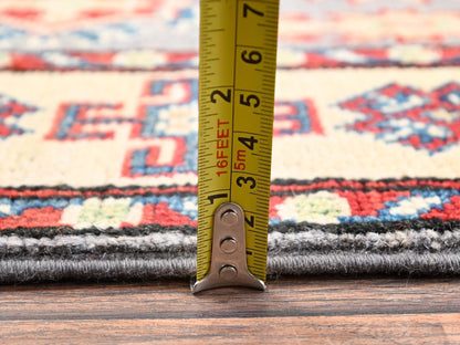 Kazak Kazak hand-knotted wool runner in Gray & Ivory, 2'5" x 15'3" — SKU O02042 (view 6)
