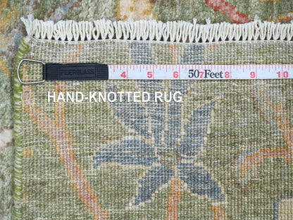 Green 2'7" x 19'9" Oushak / Peshawar Hand knotted Wool Rug - Sku: O020431