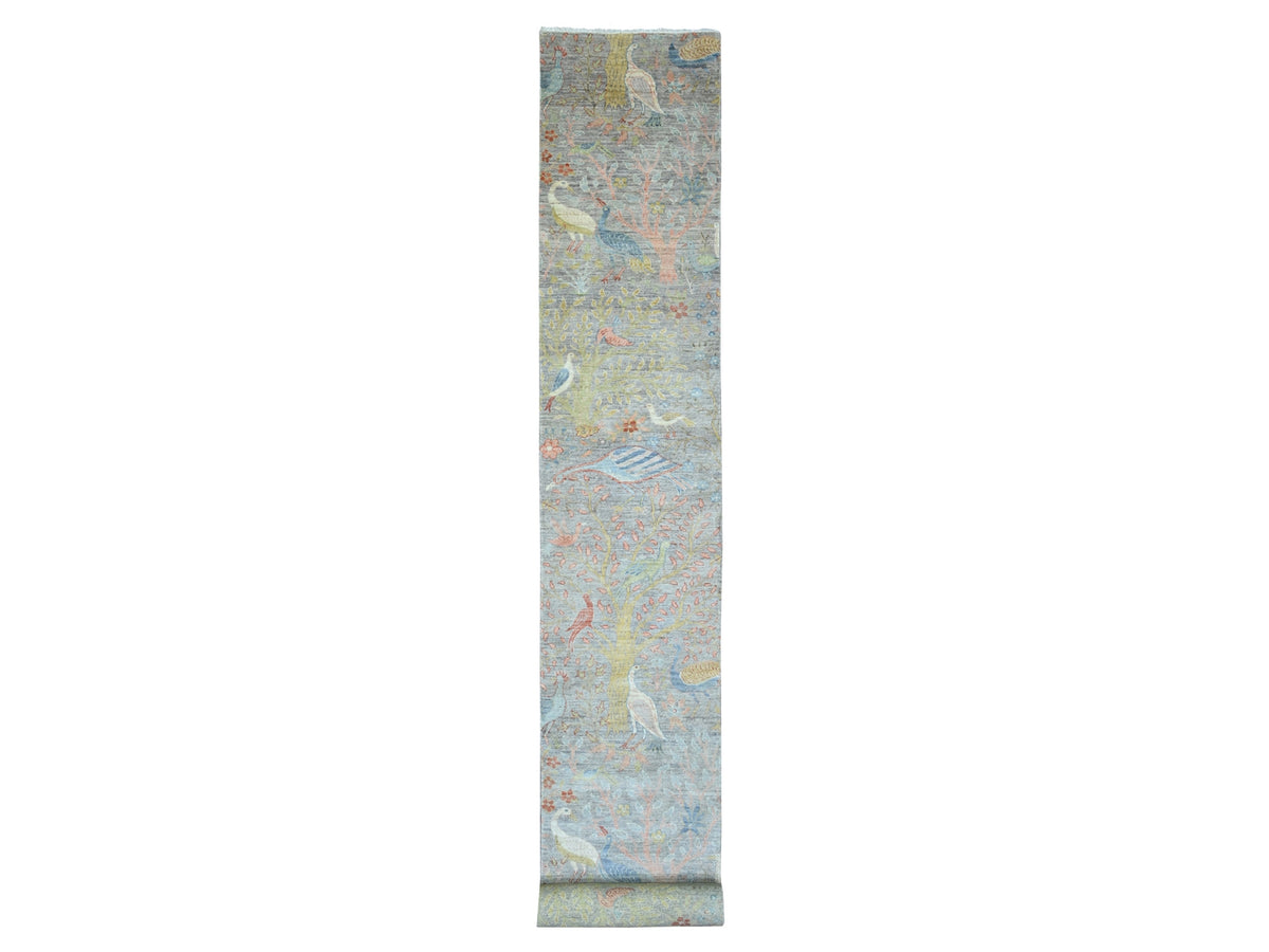 Peshawar Oushak hand-knotted wool runner in Gray, 2'7" x 22' — SKU O020435