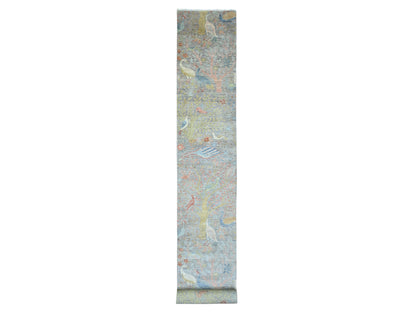 Peshawar Oushak hand-knotted wool runner in Gray, 2'7" x 22' — SKU O020435