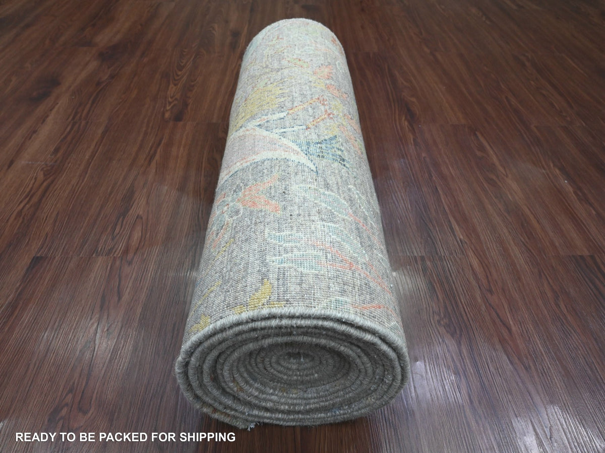 Peshawar Oushak hand-knotted wool runner in Gray, 2'7" x 22' — SKU O020435 (view 4)