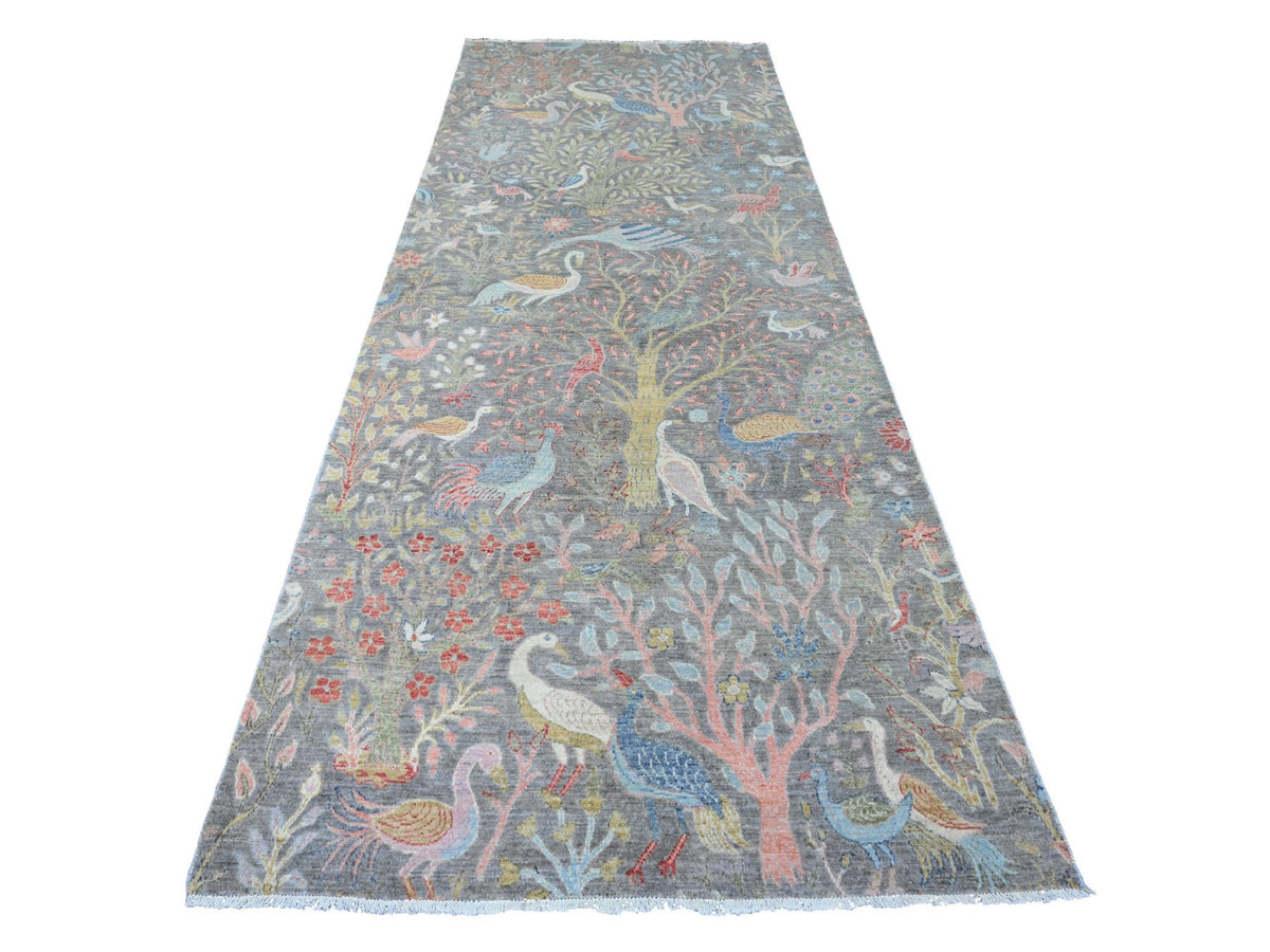 Peshawar Oushak hand-knotted wool runner in Gray, 5'1" x 11'11" — SKU O020441