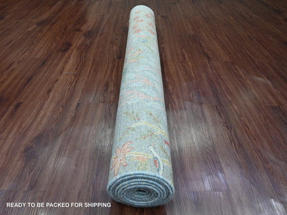 Peshawar Oushak hand-knotted wool runner in Gray, 5'1" x 11'11" — SKU O020441 (view 4)
