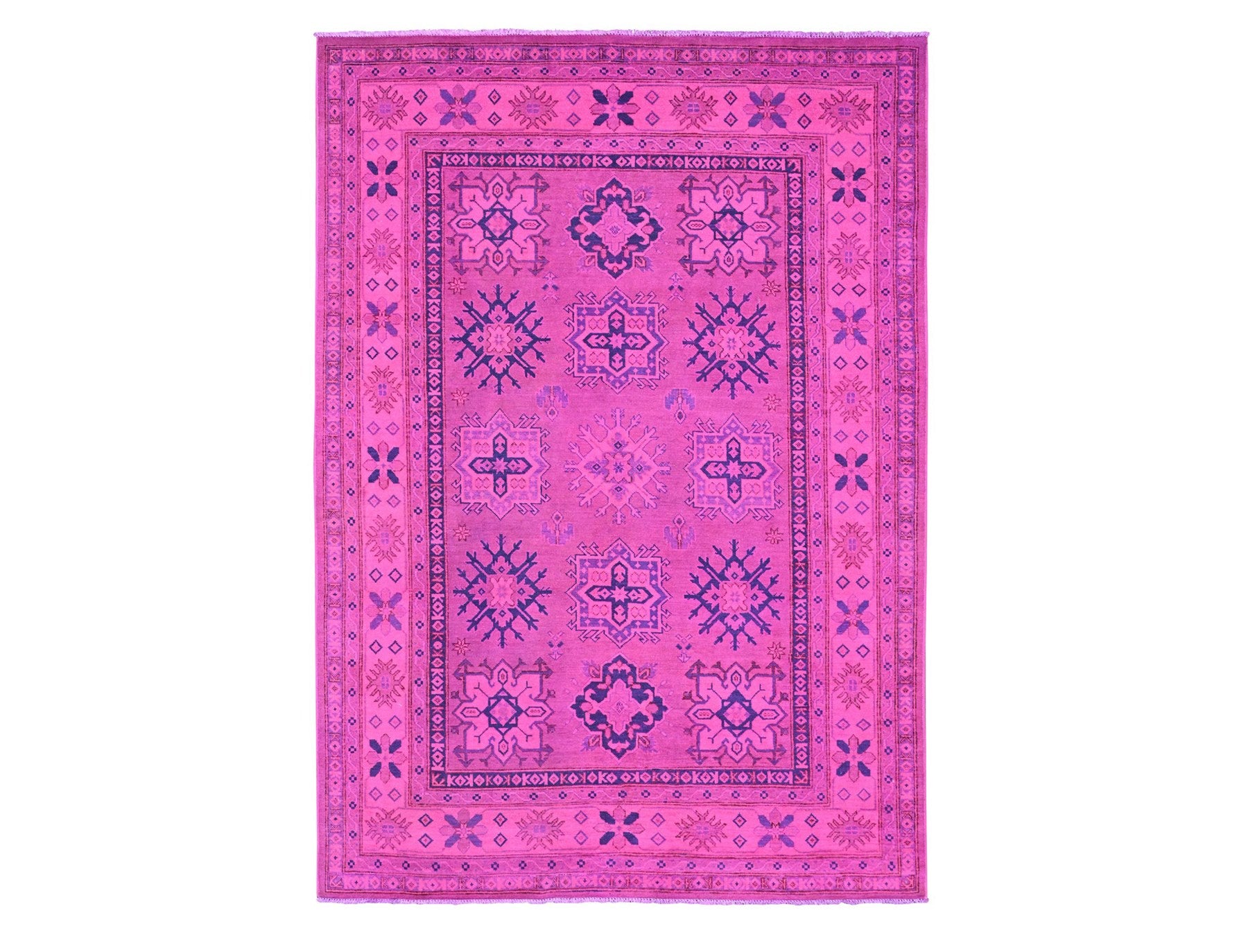 Kazak Kazak hand-knotted wool rug in Overdyed & Pink, 6' x 8'6" — SKU O020444