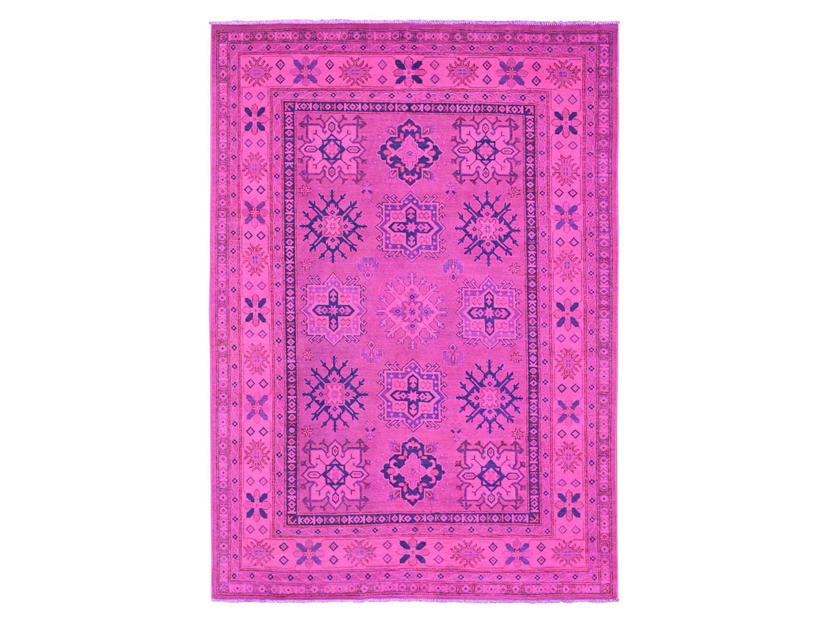 Kazak Kazak hand-knotted wool rug in Overdyed & Pink, 6' x 8'6" — SKU O020444