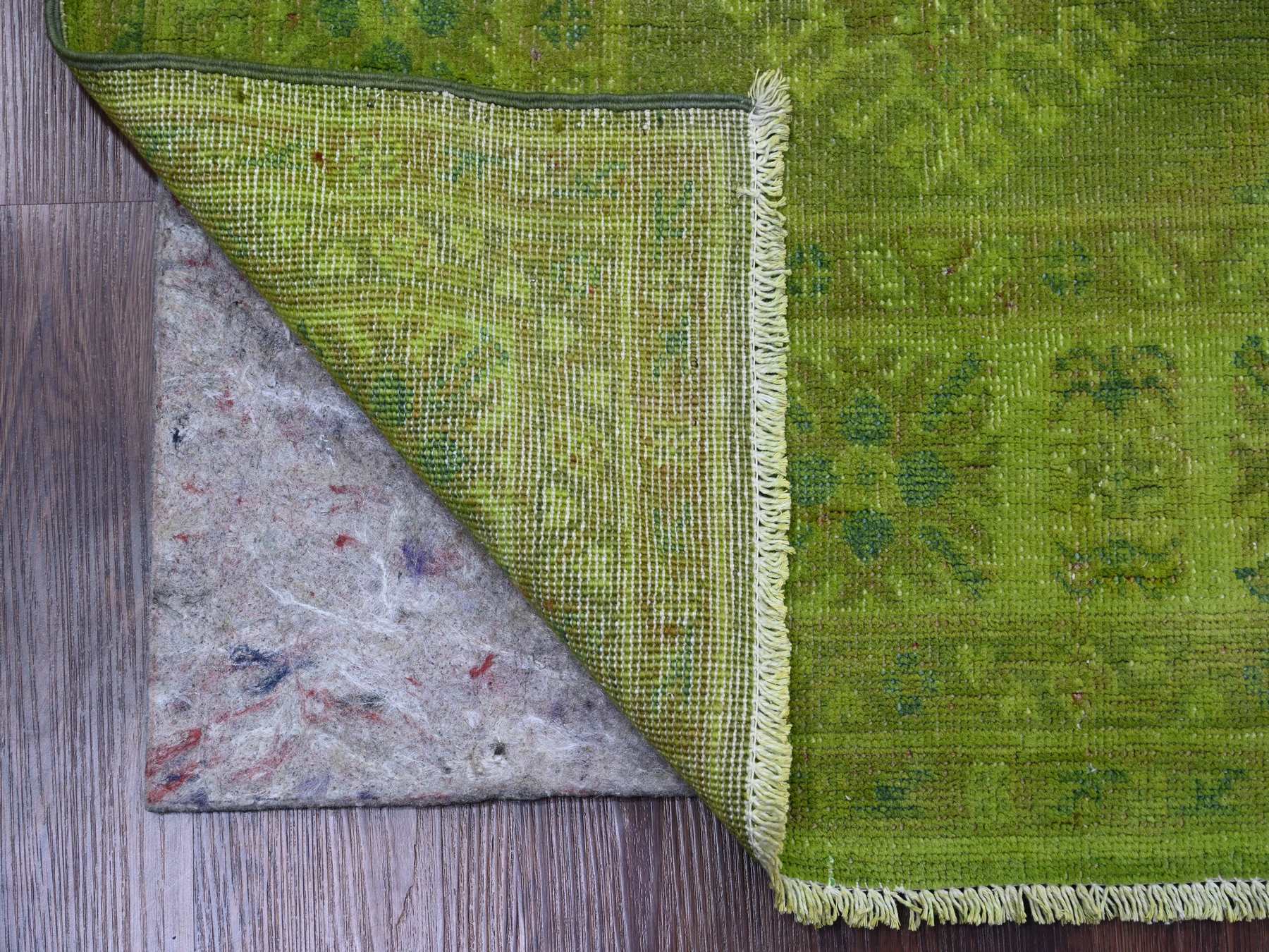 Kazak Kazak hand-knotted wool rug in Overdyed & Green, 4'10" x 6'9" — SKU O020446 (view 2)