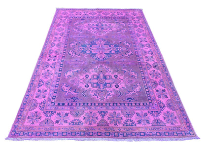 Kazak Kazak hand-knotted wool rug in Overdyed & Pink, 5'7" x 7'9" — SKU O020447