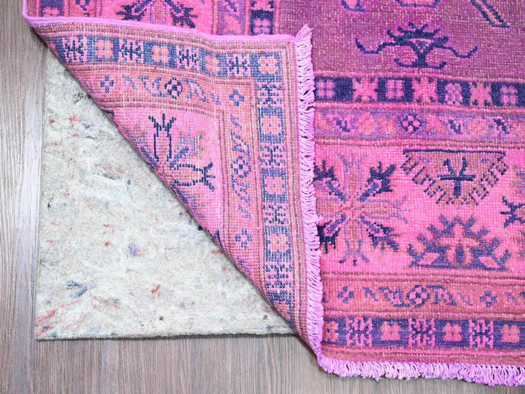 Kazak Kazak hand-knotted wool rug in Overdyed & Pink, 5'7" x 7'9" — SKU O020447 (view 2)