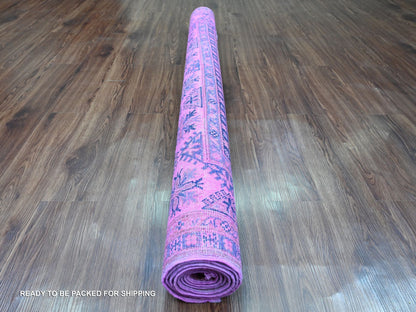 Kazak Kazak hand-knotted wool rug in Overdyed & Pink, 5'7" x 7'9" — SKU O020447 (view 4)