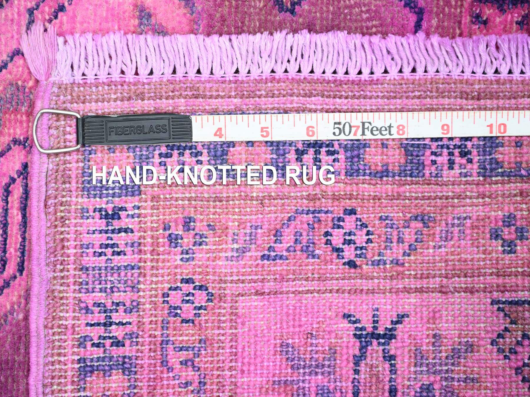 Kazak Kazak hand-knotted wool rug in Overdyed & Pink, 5'7" x 7'9" — SKU O020447 (view 6)