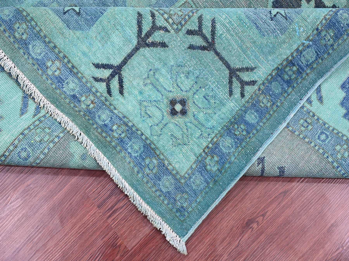 Kazak Kazak hand-knotted wool rug in Overdyed & Blue, 7'9" x 9'6" — SKU O020449 (view 6)