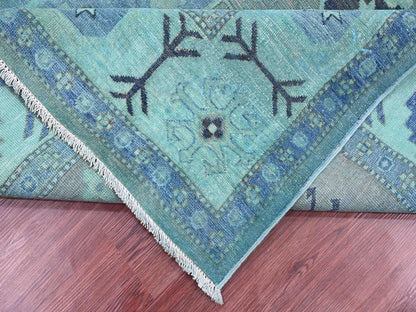 Kazak Kazak hand-knotted wool rug in Overdyed & Blue, 7'9" x 9'6" — SKU O020449 (view 6)