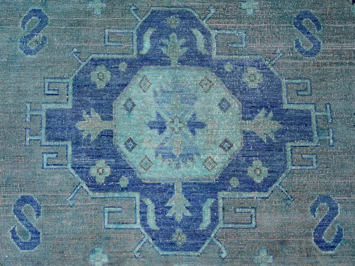 Kazak Kazak hand-knotted wool rug in Overdyed & Blue, 7'9" x 9'6" — SKU O020449 (view 8)