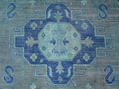 Kazak Kazak hand-knotted wool rug in Overdyed & Blue, 7'9" x 9'6" — SKU O020449 (view 8)