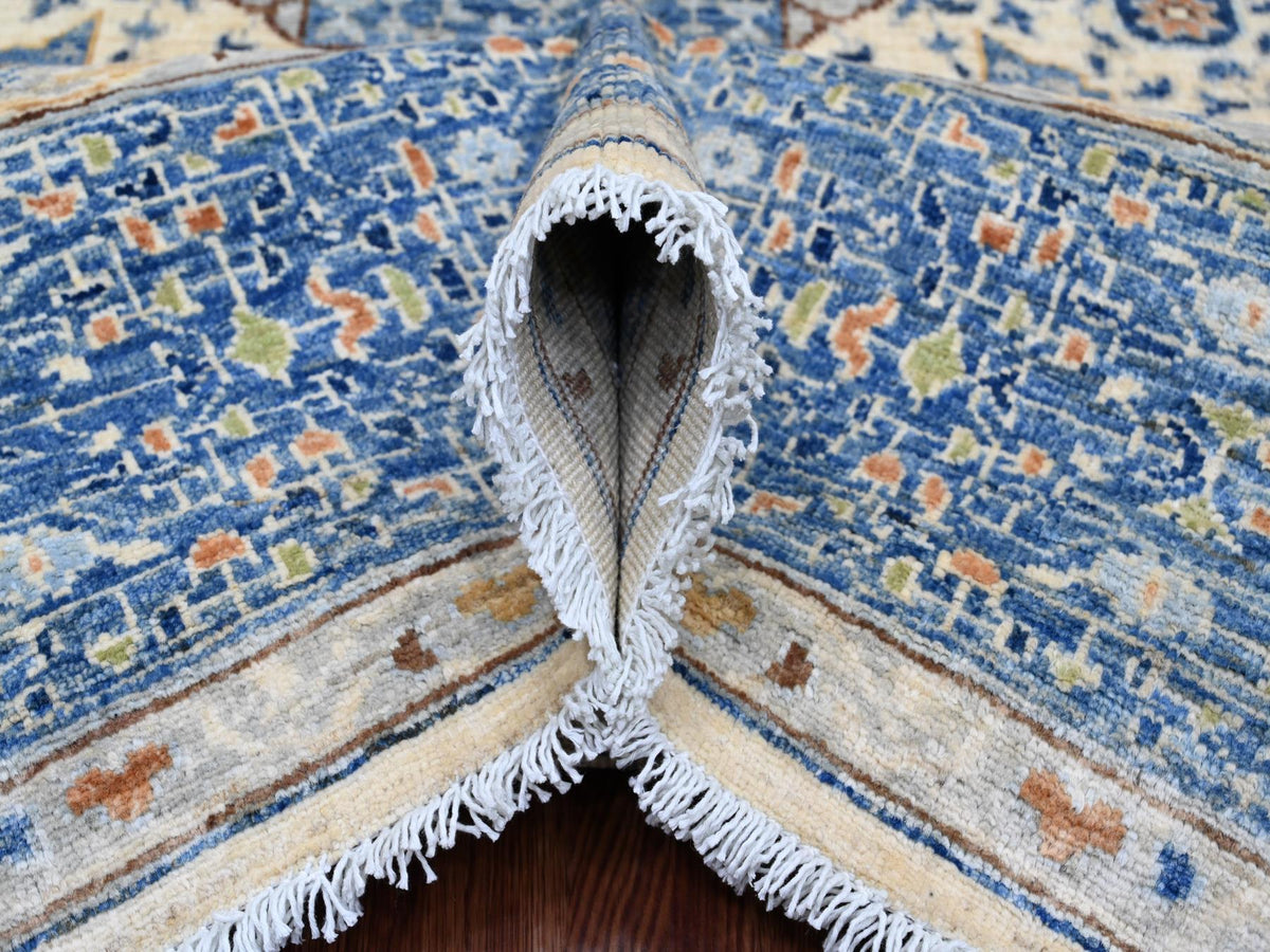 Mamluk Mamluk hand-knotted wool rug in Ivory & Blue, 8'1" x 9'8" — SKU O020453 (view 5)