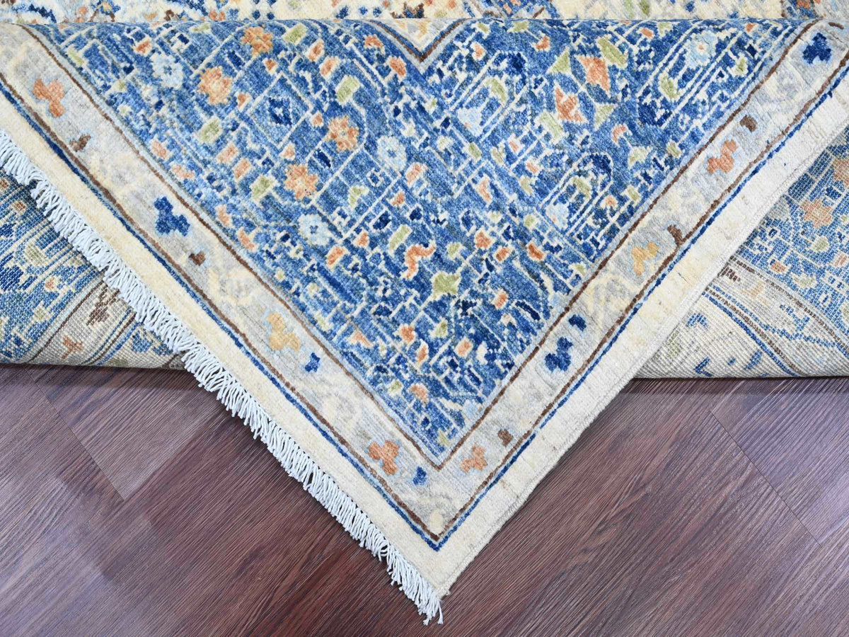 Mamluk Mamluk hand-knotted wool rug in Ivory & Blue, 8'1" x 9'8" — SKU O020453 (view 6)