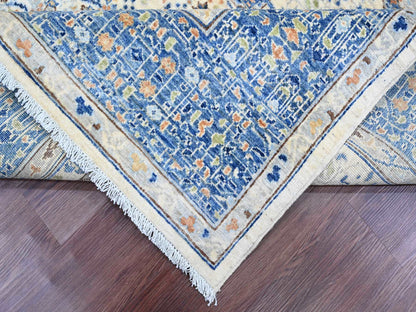 Mamluk Mamluk hand-knotted wool rug in Ivory & Blue, 8'1" x 9'8" — SKU O020453 (view 6)