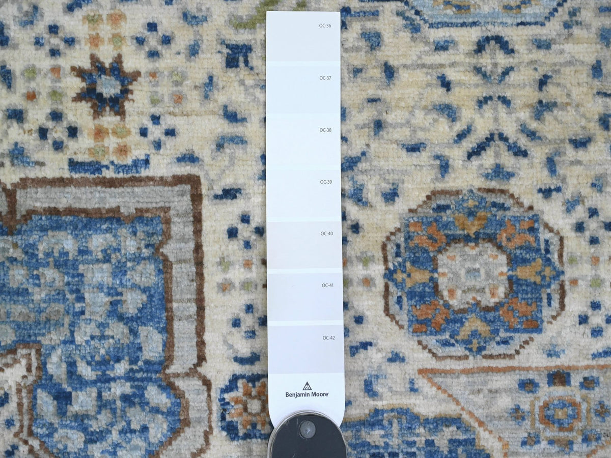 Mamluk Mamluk hand-knotted wool rug in Ivory & Blue, 8'1" x 9'8" — SKU O020453 (view 7)