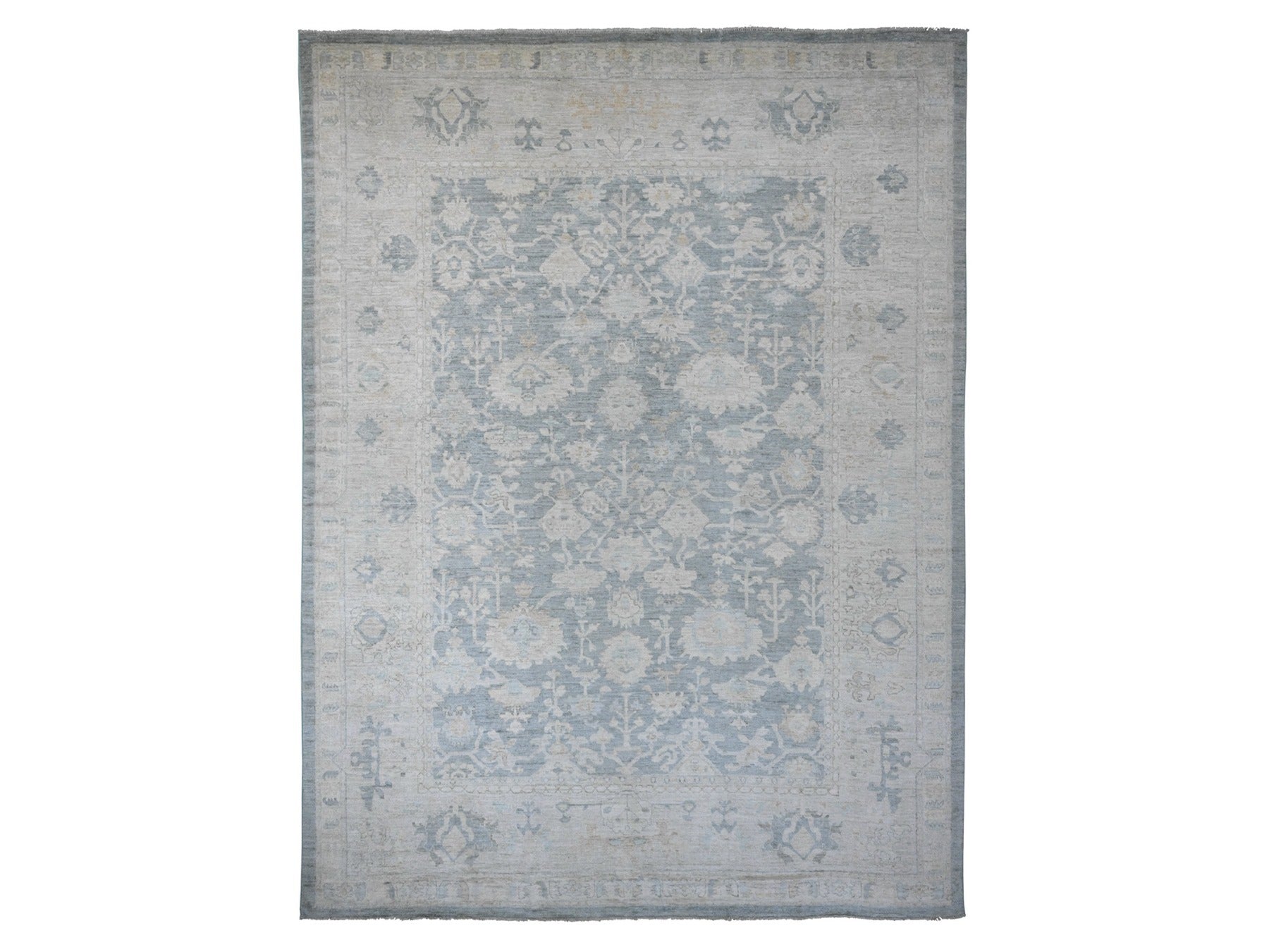 Oushak Oushak hand-knotted wool rug in Gray & Ivory, 11'9" x 15'5" — SKU O020462