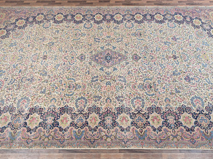 Kerman Vintage hand-knotted wool rug in Ivory, 11'9" x 23' — SKU O02046 (view 4)