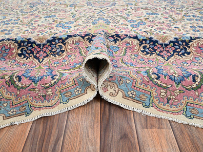 Kerman Vintage hand-knotted wool rug in Ivory, 11'9" x 23' — SKU O02046 (view 6)